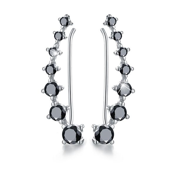 

925 sterling silver jewelry engagement drop earrings for women black spinel female earring gift i294 220210, Golden
