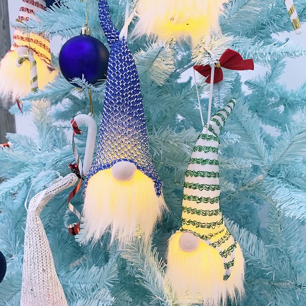 

6 colors lighted christmas gnomes built-in battery cloth sweidsh santa gnomes elf home decorations tree hanging ornament wholesale