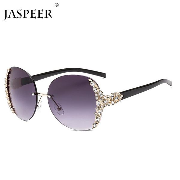 

sunglasses jaspeer 2021 diamond fashion women men metal rimless brand design women's glasses uv400, White;black
