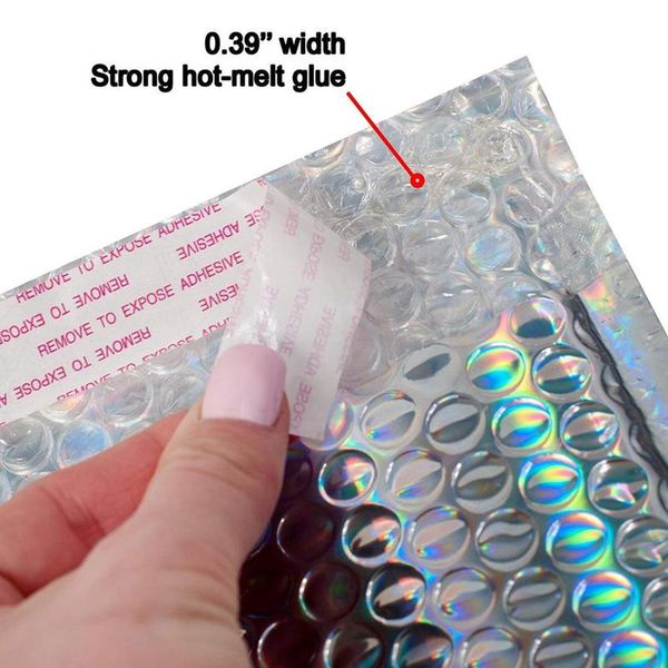 

5pcs holographic metallic bubble mailer gift packaging glamour colorful silver shades foil cushion padded shipping e bbykop