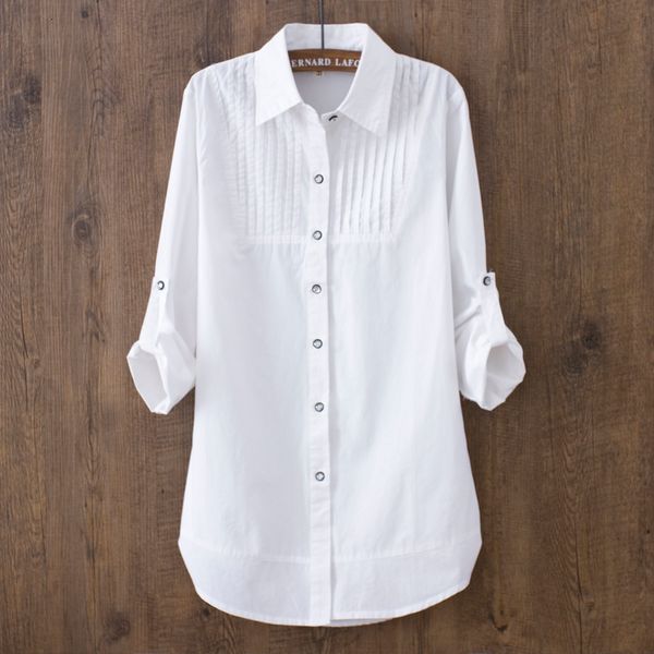 

2021 new spring summer women blouse long-sleeved 100% cotton casual work white shirts office lady button elegant 0.22 8ny0