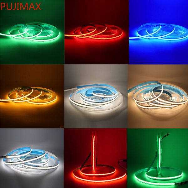 

cob led strip light 4000k pure white high density flexible fcob cob led lights ra90 warm nature cool white linear dimmable dc12v 24v