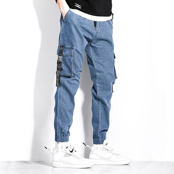 

men's jeans 2021 overalls plus fat size 8xl tide brand casual cotton trousers trendy feet pants pencil for male, Blue