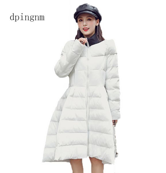 

5xl winter woman padded long jacket white duck down female overcoat ultra light slim solid jackets coat portable parkas, Black