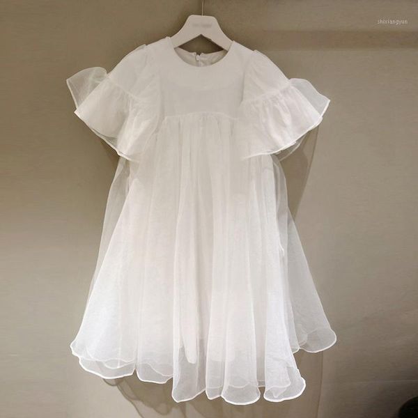 

ewq] 2020 summer new ladies casual loose brief butterfly sleevet shirt women elegant sweet loose long mesh leisure t-shirt1, White