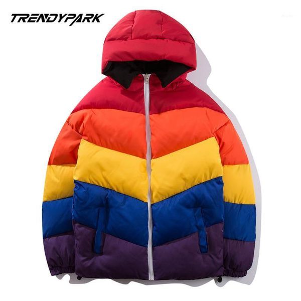 

2020 mens winter padded coat plaid parka hip hop jacket for men fleece flocking warm outwear windbreaker streetwear harajuku1, Black