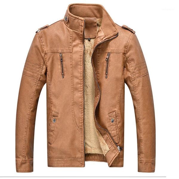 

leather jacket men plus velvet windproof winter leather jacket coats men casual motorcycle pu1, Black