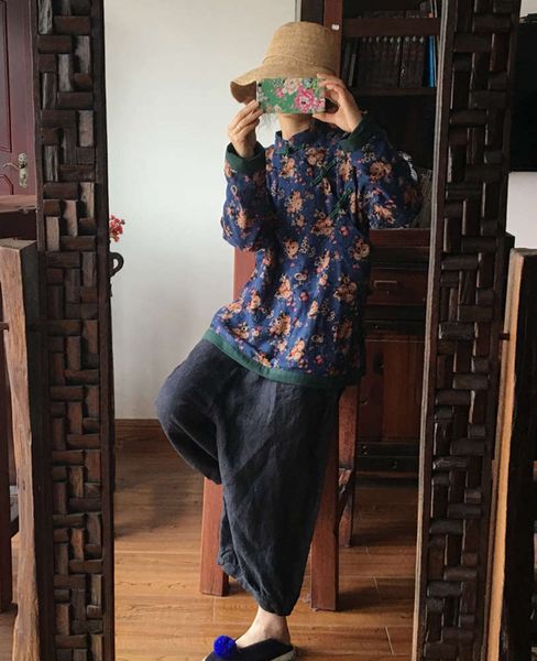 

2019 luogu clay chine style double layer thickened bottom shirt 1470, White