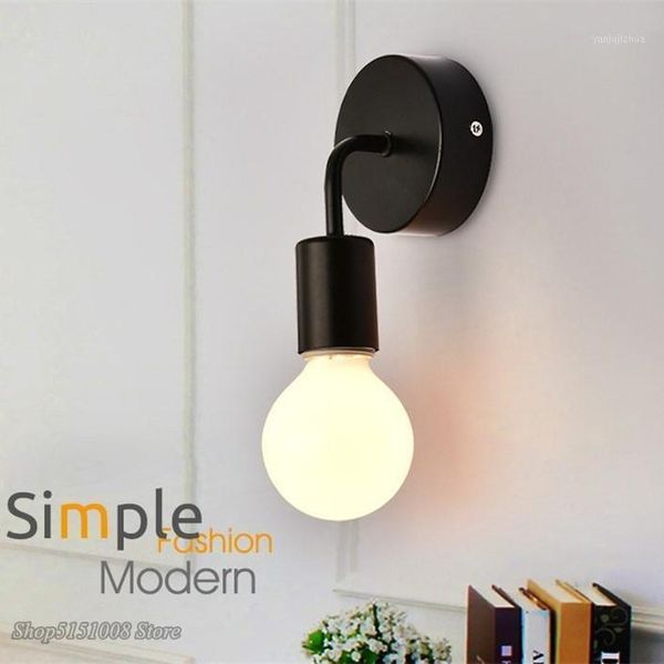 

nordic modern simple wall lamp vintage indoor black white led sconce wall light for bedroom bedside home decor lighting fixtures1