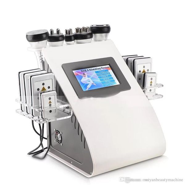 

6 in 1 ultrasonic vacuum cavitation lipo laser machine face radio frequency slimming machine body massage and loss weight machihne for beaut, Black