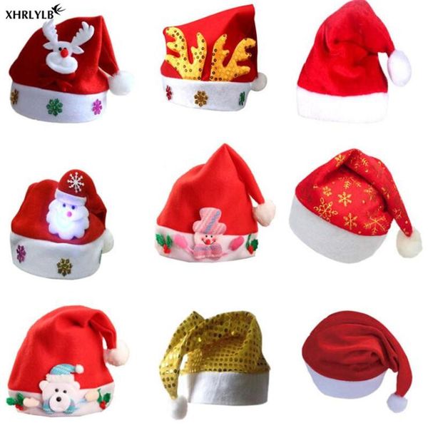

xhrlylb 2pc high-end christmas hat decorations christmas hat bright cloth plush tree decoration party gift.7z