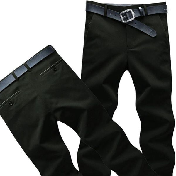 

fashion new cotton men pants straight spring summer male classic business casual long trousers full length mid1, Black