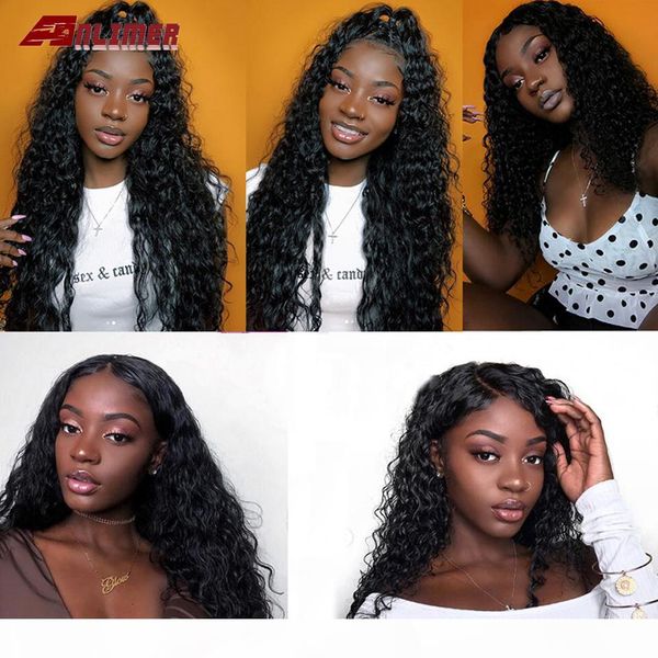 

anlimer brazilian water wave wig 13*4 lace front human hair wigs pre plucked natural hairline 150% remy hair wigs, Black