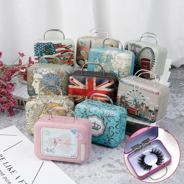 

false eyelashes creative 1pcs steel suitcase empty fake lash storage packaging box eyelash luggage case