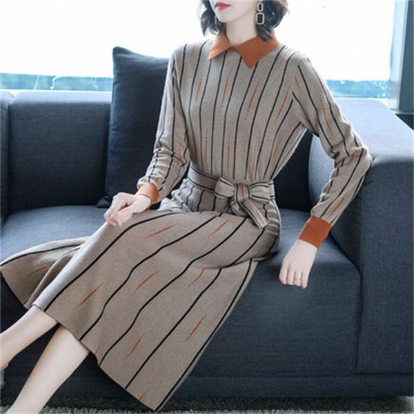 

loose striped sleeve dress in fiesta long robe femme casual female nightgown ukienki clothes khgc, Black;gray