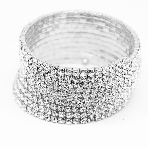 

new full rows crystal rhinestone bangle stonefans bling wristband women wedding bridal tennis bracelet jewelry 045, Golden;silver