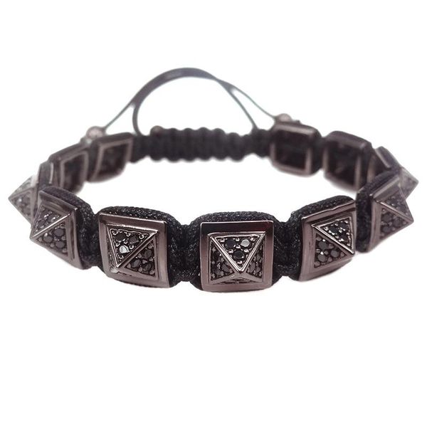 

beaded, strands 2021 anil arjanda diy design braiding macrame men black gun spike bracelets 10mm pave cz ball beads charm women