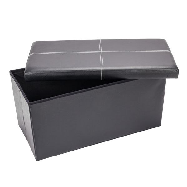 

3l pvc leather footstool folding storage ottoman bench foot rest surface with line stool storage cabinet chest practical us stock