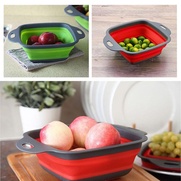 

foldable sile colander fruit vegetable washing basket strainer strainer collapsible drainer with handle kitchen tools bbyzbw
