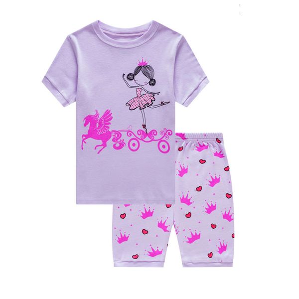 

cloth girls' summer children's baby home princs short sve pajamas suit, Blue;red