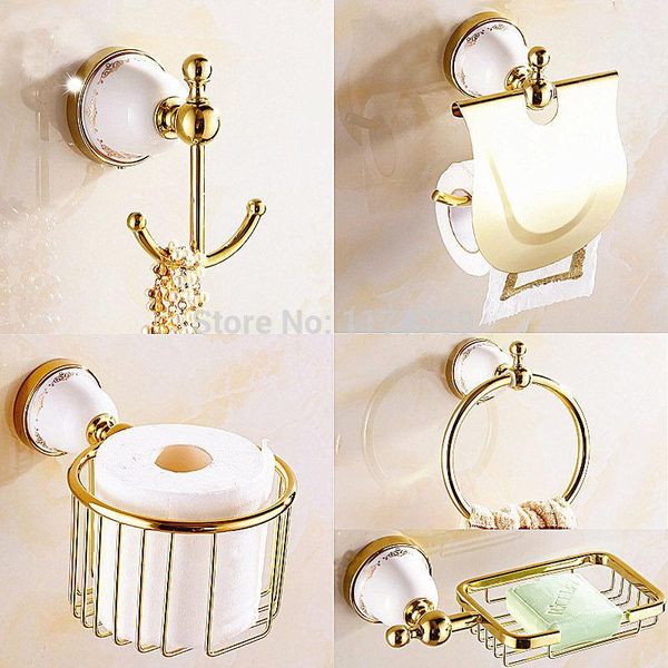 

bath accessory set gold-plated paper holders and robe hooks hardware pendant,bathroom accessories kit,j165321
