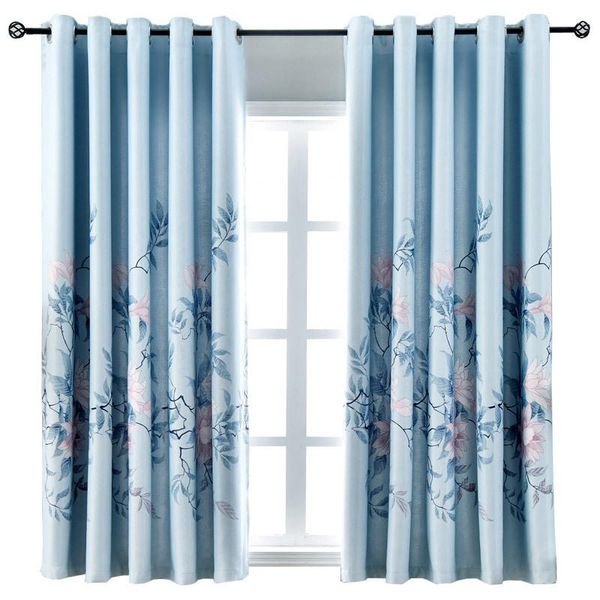 

curtain & drapes blue flower priting children blackout short curtains for bedroom living room modern home decor kitchen window ag002#5