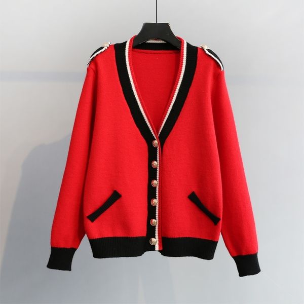 

graceful sweater cardigan coat women's new year new style red spring clothing fashion sweater short fashion 201031, White;black