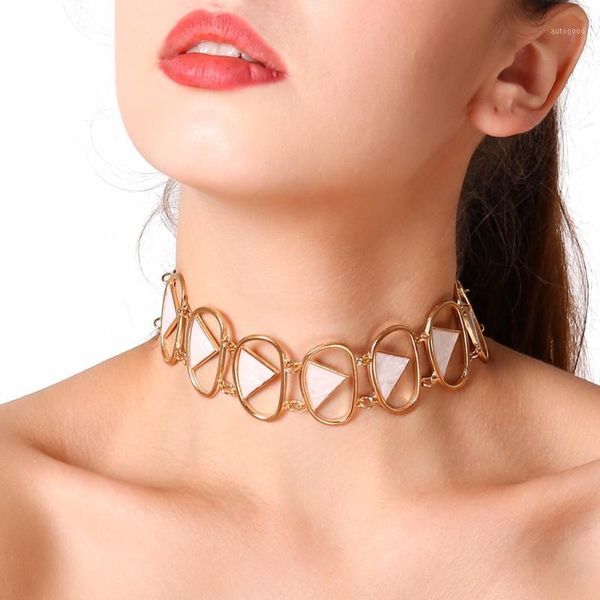 

ingesight.z punk statement geometric triangle collar chain choker necklace gold color necklace jewelry1, Golden;silver
