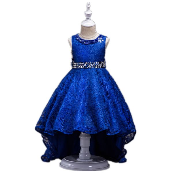

кружева высокого низкого цветка платье с хрустальными камнями 2021 короткие передние длинные задние детские вечеринки платья в наличии, White;blue