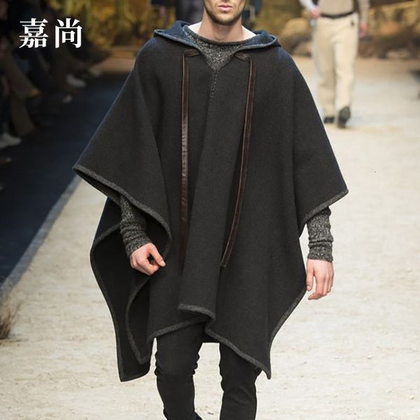 

2021 new male cape and shawl woolen sweater 6ilm, Black