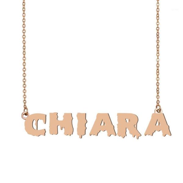 

chiara name necklace , cool bloody art name necklace for halloween and santa's day jewelry gift for kids boys girls1, Silver