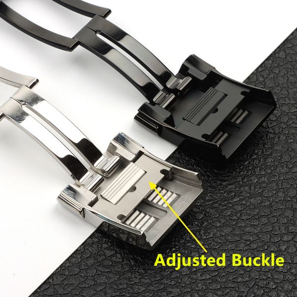 

watchband for mens watches 20mm stainless steel buckle fit brei classic men's watch designer rubber silicone strap silver black adjuste, Black;brown