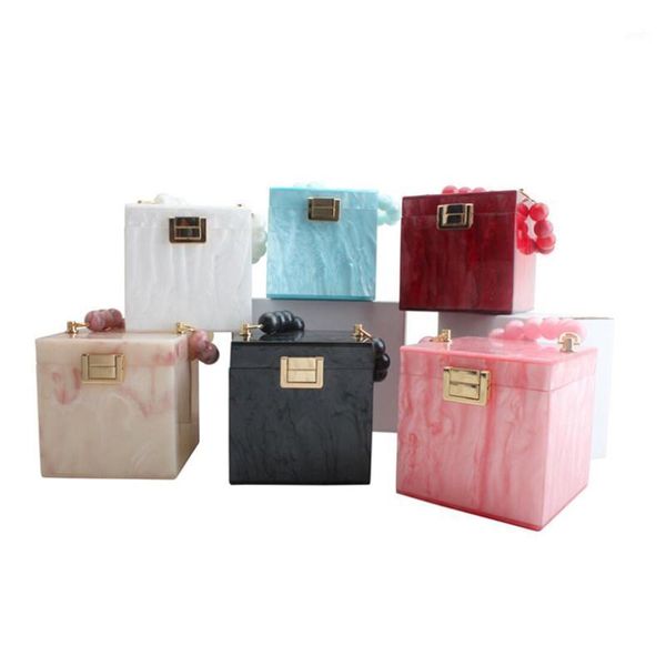 

design acrylic decoration clutches women evening bags party wedding big pearl handbag chain crossbody purses wallet1