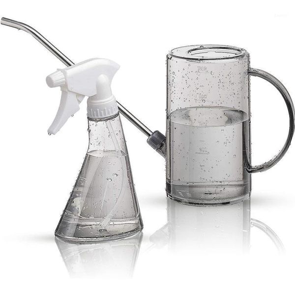 

plastic watering can, stainless steel long spout watering pot with small mist spray bottle for plants, flowers1