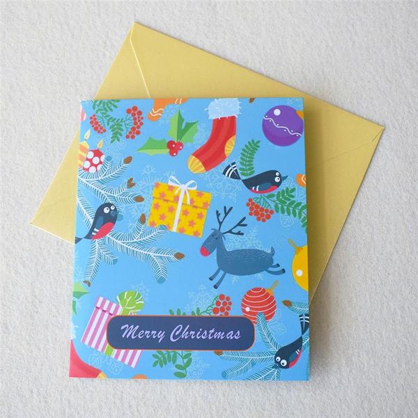 

10 упаковка рождественские открытки санта-клаус цветная печать всплывающих карточек с конвертом новогоднее поздравительные открытки подарки