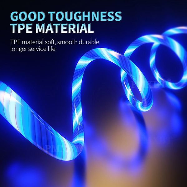 

led light glowing cable mobile phone charging cables micro usb type c charger for iphone xiaomi huawei samsung charge wire cord