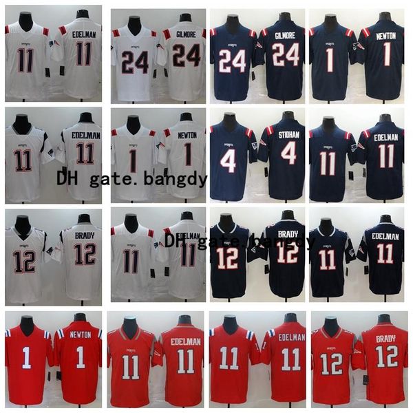 

новой англии патриоты men 1 cam newton 11 julian edelman 24 степин гилмор 4 джарретта стидхам 12 брэди швы футбол футтер, Black;red