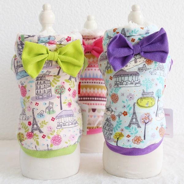

dog apparel autumn and winter small fresh style hooded coat pet clothes pink green purple colors xs-xl sizes warm two feet jackets