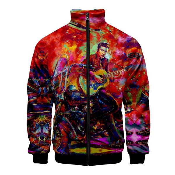 

the king elvis presley zipper pullover windbreaker track jackets men 2020 autumn hip hop harajuku coats streetwear wholesale, Black;brown