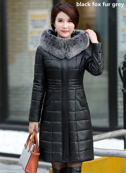 

2021 new women's fashionable jacket winter fox skin collar white duck down blazers female thick parka coat wxf572 kswe, Black