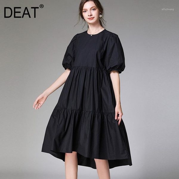 

deat] 2020 new fashion large size xl-4xl dress women over size short sleeve solid wild round collar slim simple leisure ap6461, Black;gray