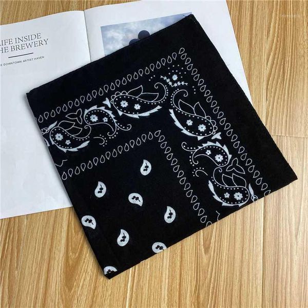 

cotton cashew flower square scarf hip-hop headscarf face towel small square towel wrist strap retro casual unisex1, Black