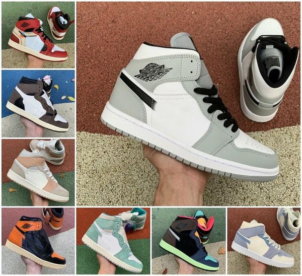 

1 1s high og light smoke grey mens basketball shoes black chicago bred women trainers sport sneakers
