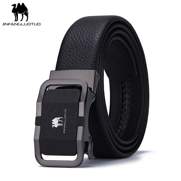 

straight golden camel men's belt automatic buckle business versatile youth belt men's fashion belt, Black;brown