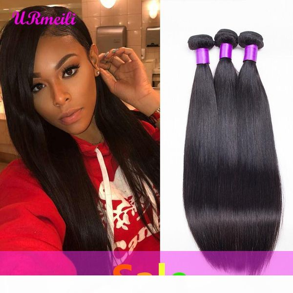 

brazilian straight virgin hair bundles urmeili human hair weave 3 4 bundles dhgate 100% remy human hair weave straight 30 inch bundles, Black