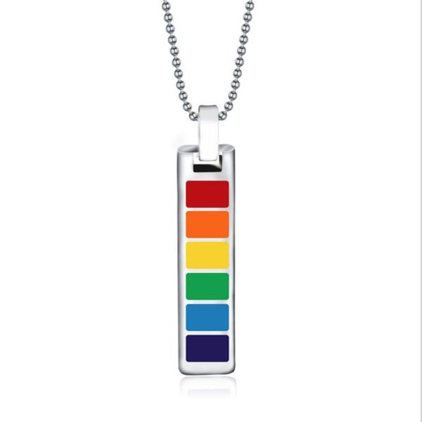 

rainbow rectangle design pendant necklace jewelry chain necklaces & pendants accessories jewelry gifts sale, Silver