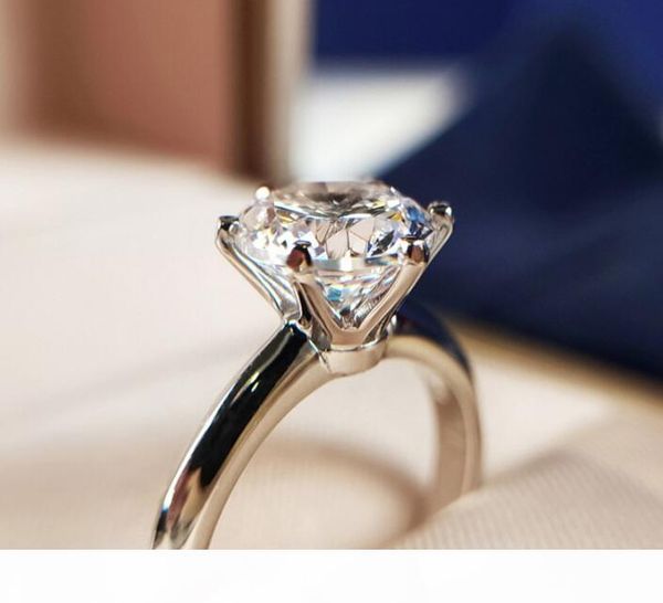 

solitaire 1ct lab diamond ring 100% real 925 sterling silver jewelry engagement wedding band rings for women bridal party gift, Golden;silver