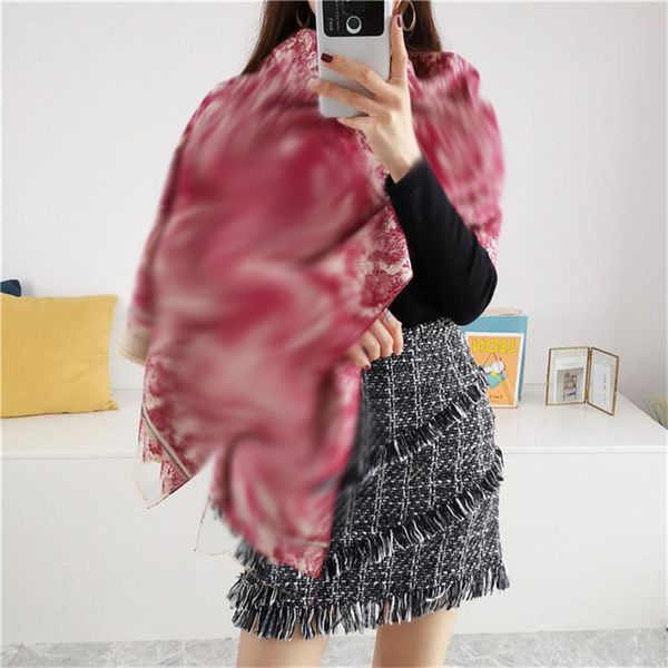 

женщины дизайнер печатный шарф комфортабельный бренд шаль имитация кашемировая теплая шаль осенью и зимой мягкий толстый шарф, Blue;gray