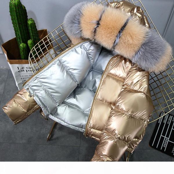 

ly varey lin real fur coat natural fur collar winter jacket women 90% white duck down double sided hooded waterproof parkas, Black