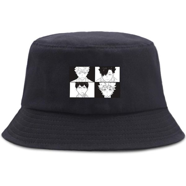 

wide brim hats haikyuu cool handsome character faces printing mens and women caps summer outdoor sunhat hip hop sun shade hat fisherman cap, Blue;gray